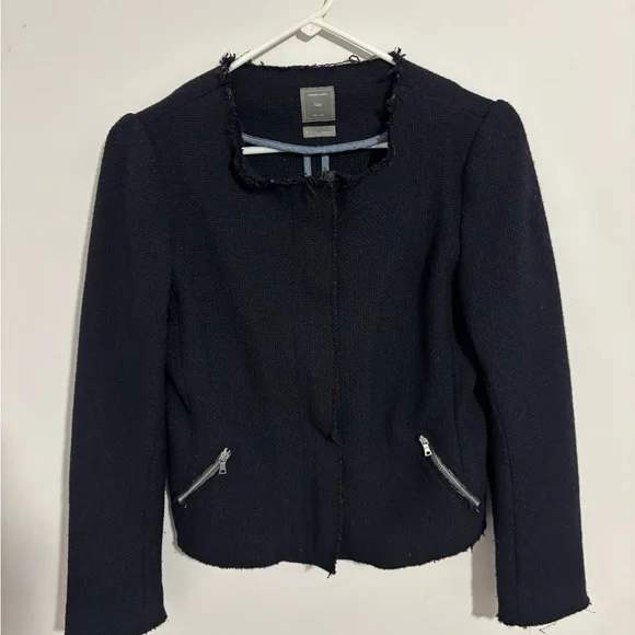 GAP Women's Navy Blazer with Zipper Details size 2 - Picture 2 of 5